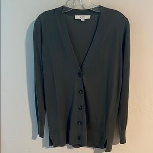 LOFT Olive Button-Up Cardigan